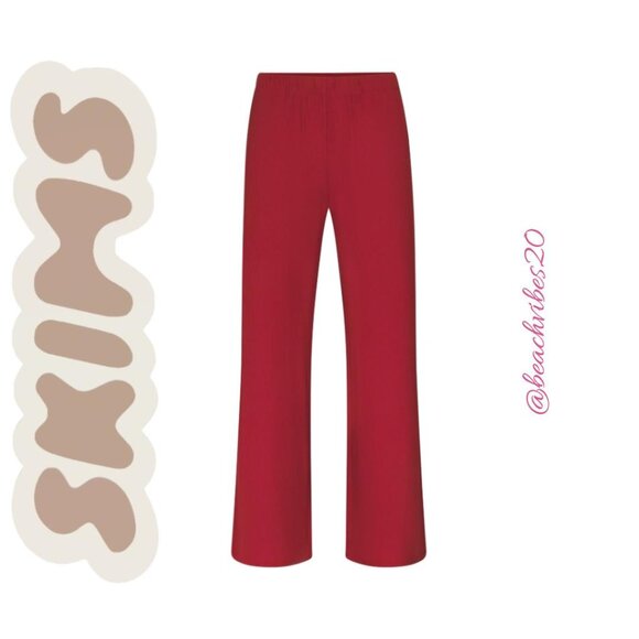 SKIMS Soft Lounge Ribbed Stretch-Modal Wide-leg Pant Brick Medium NWT - Picture 4 of 5